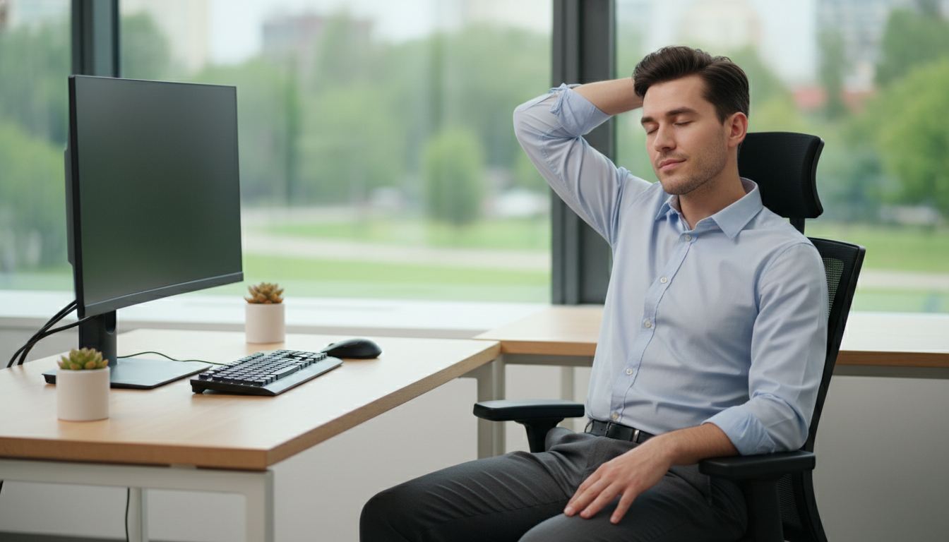 앉아서 일하는 당신을 위한 목/어깨 통증 해소 5분 스트레칭 루틴 (사무실에서 바로 따라하세요!) 1