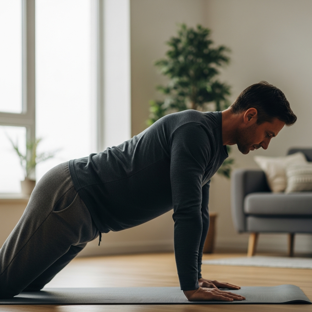 Illustration of 40대 허리통증 자가관리: 쉬운 운동으로 통증 완화!