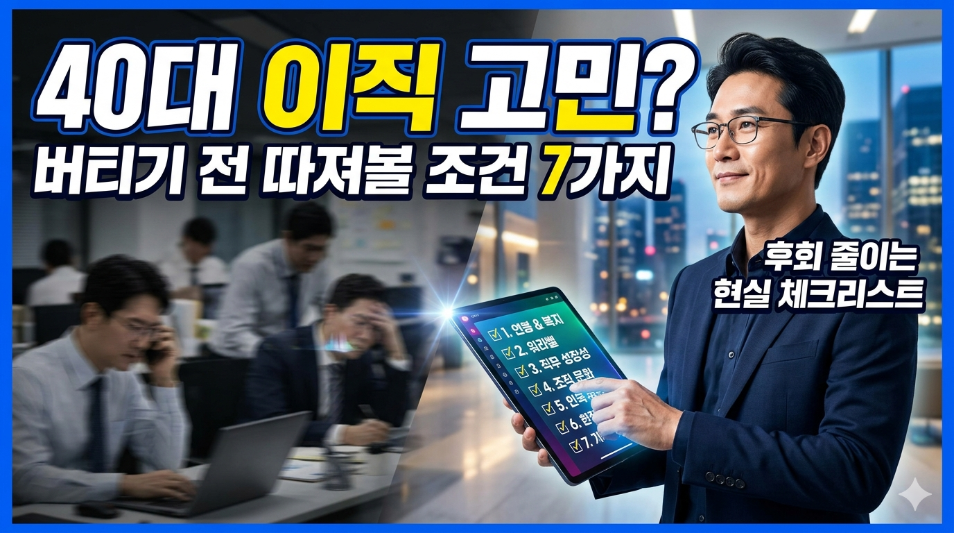 40대 이직 고민? 버티기 전 따져볼 조건 7가지 | 후회 줄이는 현실 체크리스트 1