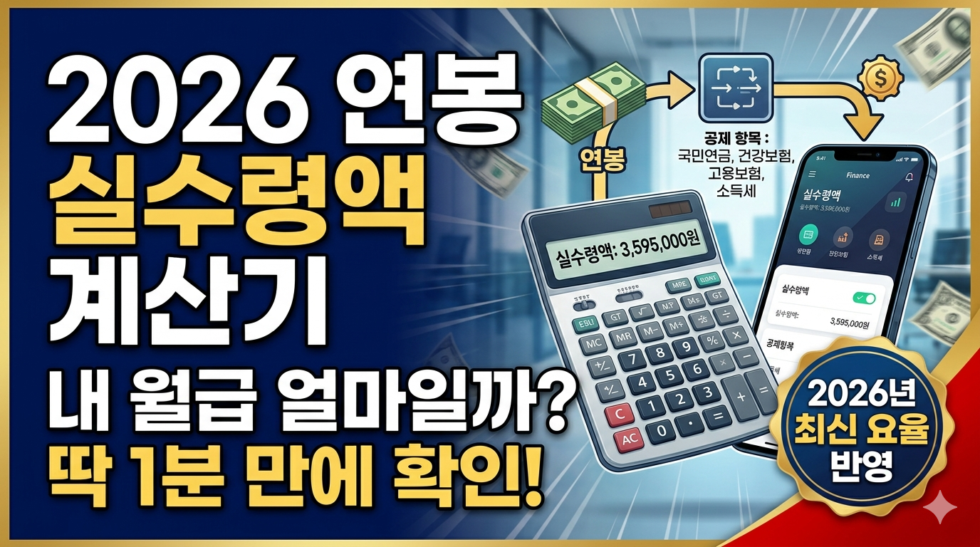 2026 연봉 실수령액 계산기 | 최저임금·월급·세후월급 한눈에 1