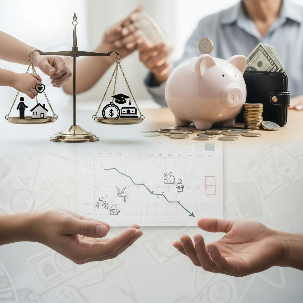 Illustration of 네, 40대 일반인 독자의 검색 의도를 반영하여 부모님 간병비로 인한 가계 변화를 다룬 블로그 제목 5개를 35자 이내로 작성했습니다. 1. **부모님 간병비, 40대 가계 살림 어떻게 바꿀까?*