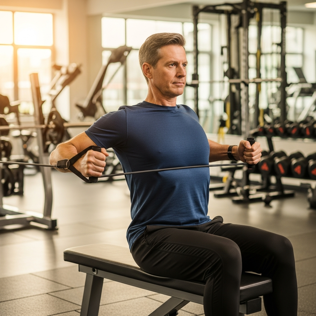 Illustration of 중년 남성 체형교정 운동: 최고의 효과적인 가이드