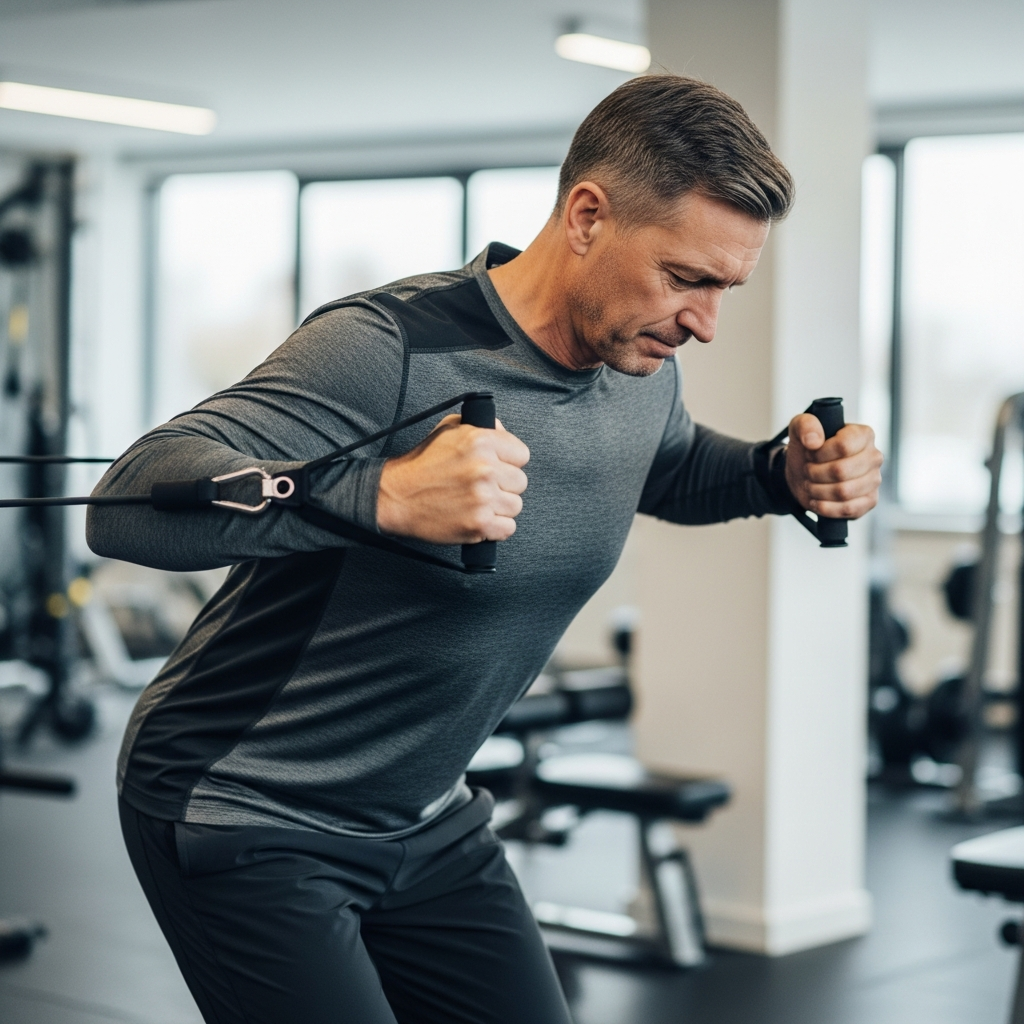 Illustration of 중년 남성 체형교정 운동: 최고의 효과적인 가이드